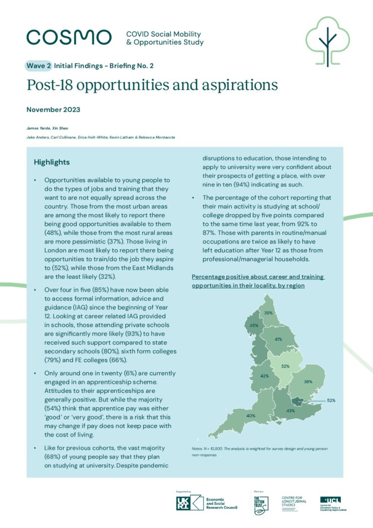 Briefing No. 2 - Post 18 opportunities and aspirations